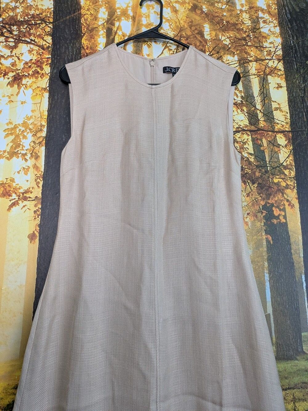 J. Crew Dress Womens 2 Fringe Trim Glossy Twill Cream Gold Midi Sheath Flare - Picture 4 of 16
